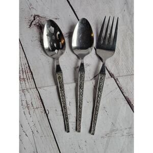 Vintage United Silver Co. USI2 Stainless Steel Set Of 3 Serving Utensils Spoons